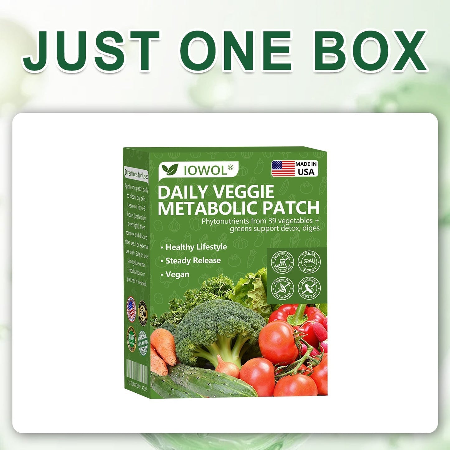 🇳🇱🥦Officiële Winkel | IOWOL® Metabolic Patch met 39 groente- en plantenextracten, ondersteunt spijsvertering, stofwisseling & energie—voor een fris gevoel.